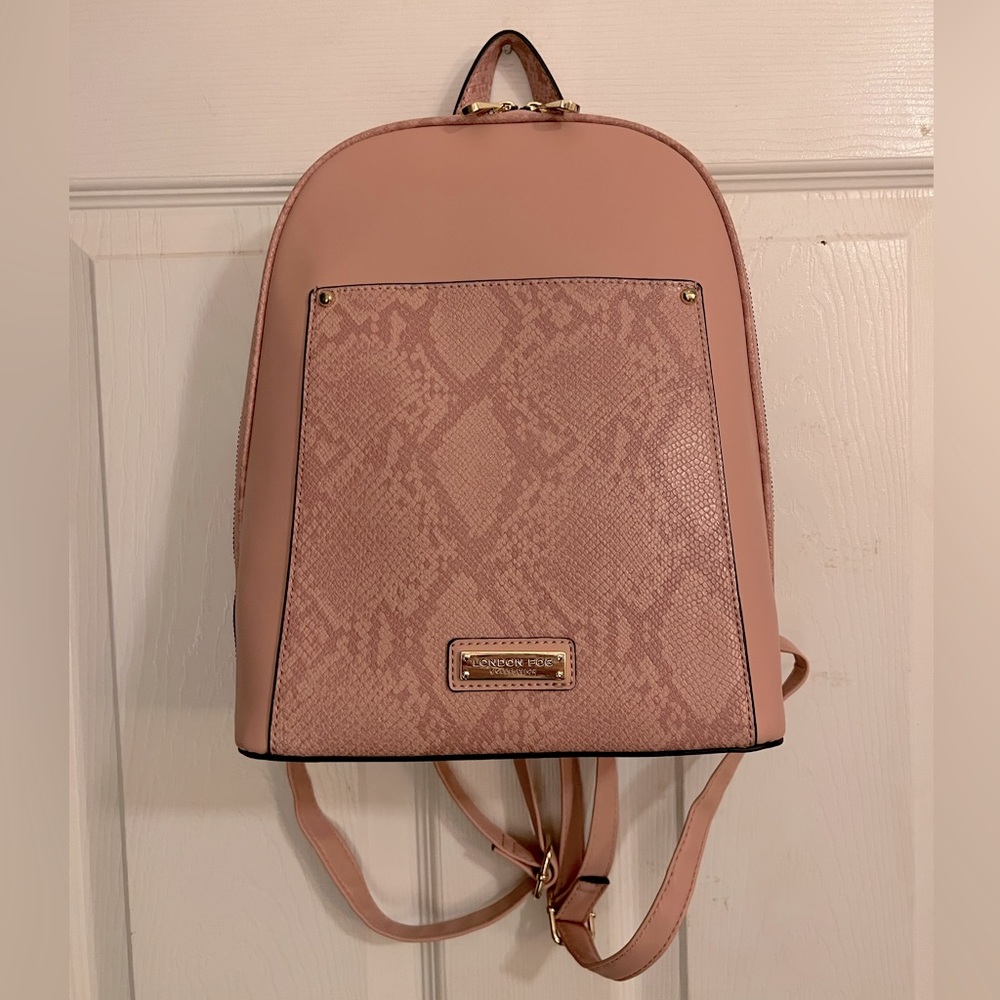 London Fog Dusty Rose Backpack With Snakeskin Pouch
